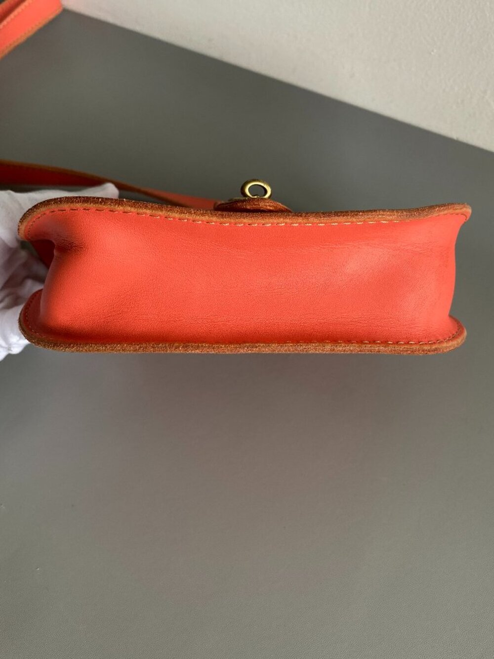 Fossil Mini Austin Leather Turn Lock Saddle Flap Crossbody Bag Coral Salmon - Picture 7 of 15